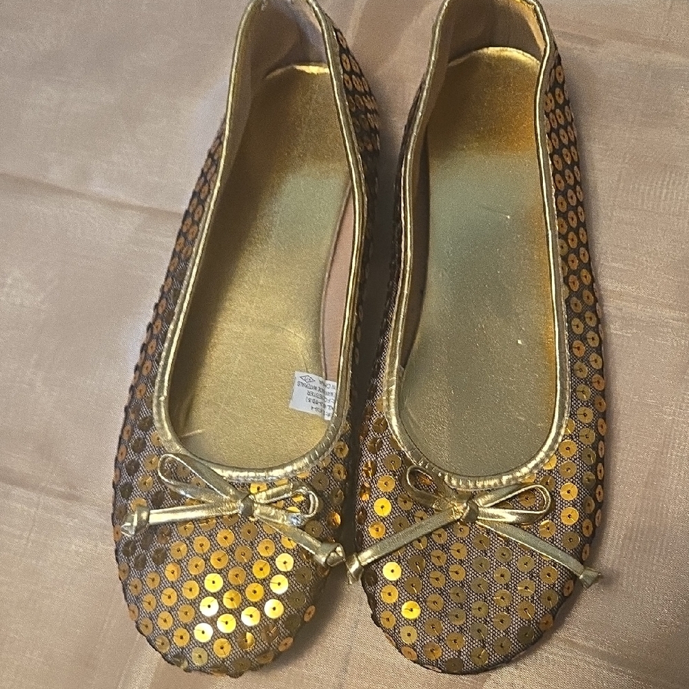 Gold Sequin Ballet Flats